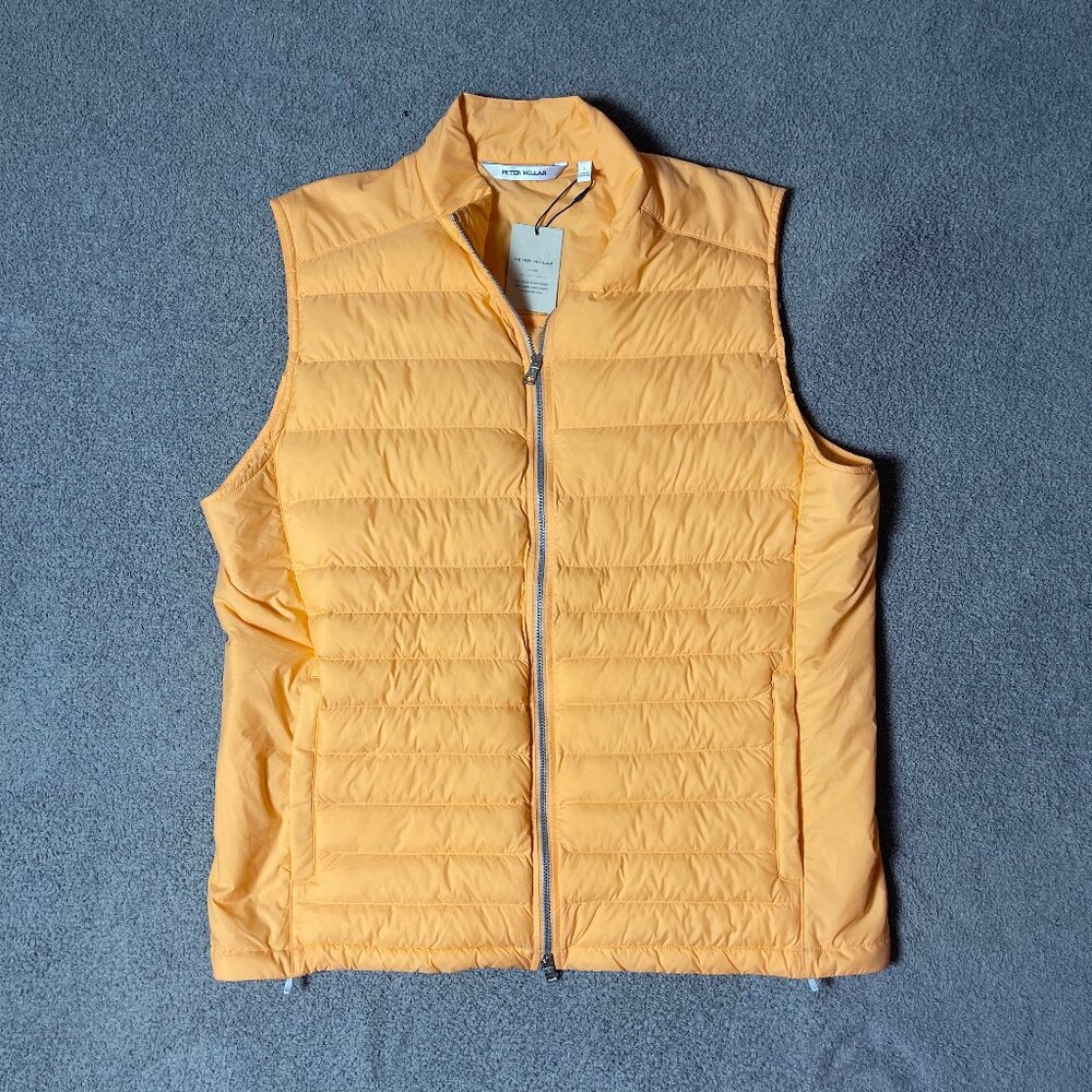 Peter Millar Crown Elite Light Golf Puffer Vest Orange Men's Large MSRP $200